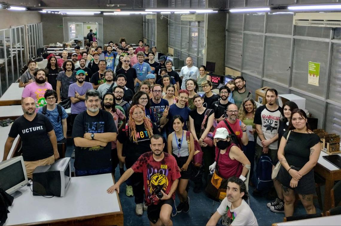 The Cybercirujas community gathered among reused computers and electronics