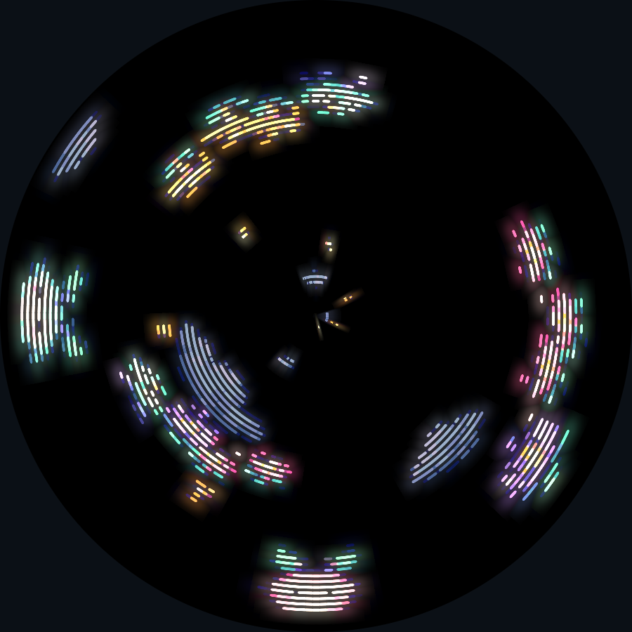 The completed Dream Garden with two players, clouds, golden seeds and flowers